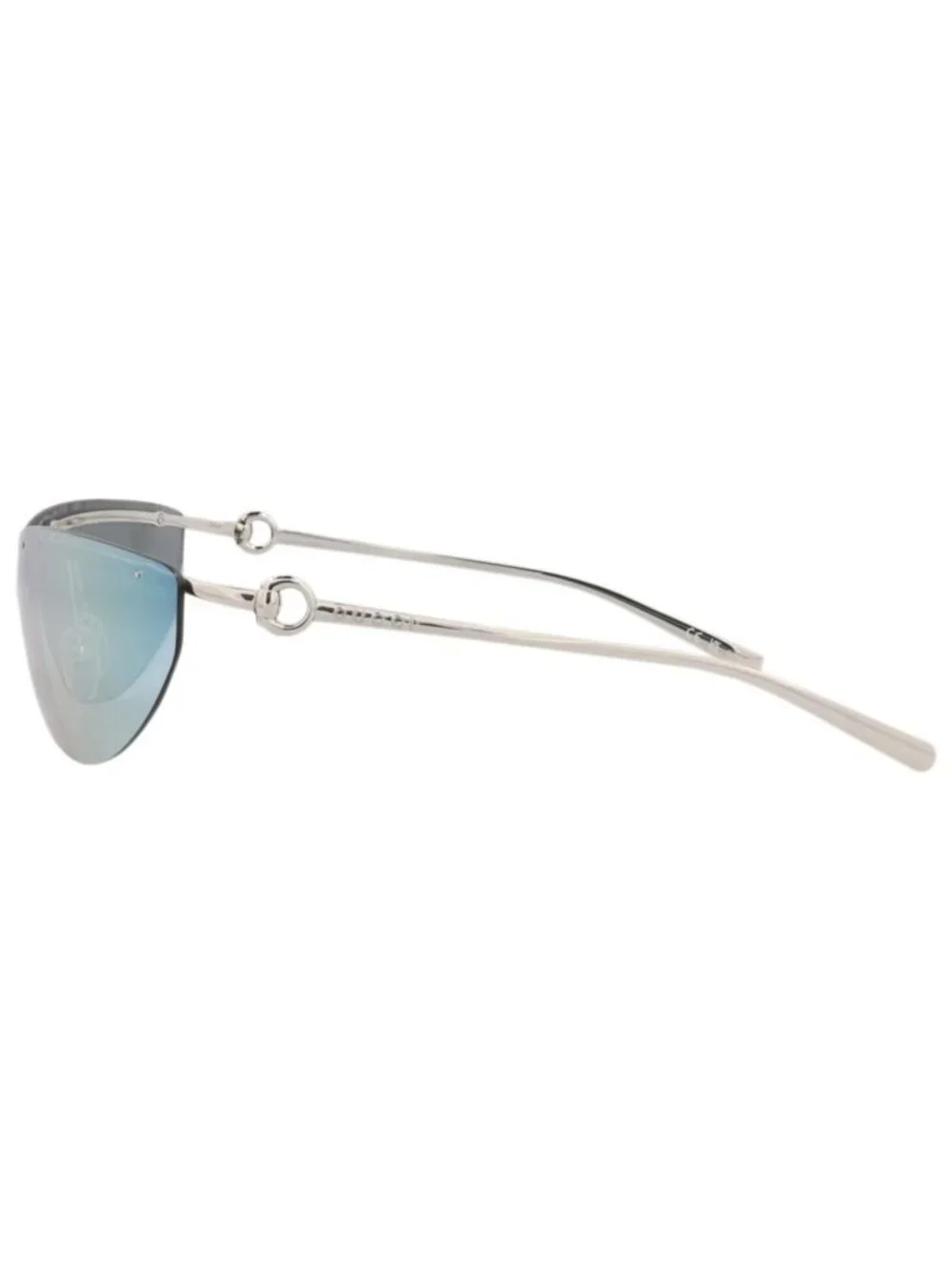 New Gucci Women's Sunglasses Shield Wrap Metal Frame Silver Silver Silver